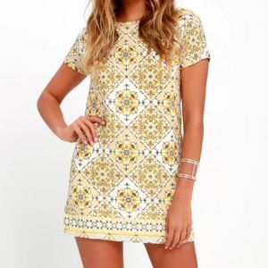 Dandy Lion Yellow Print Shift Dress